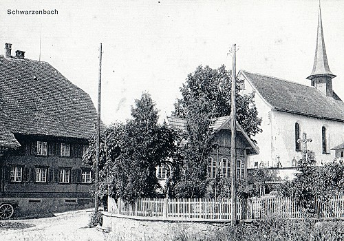 Kirche und Löwen Schwarzenbach - Historische Aufnahme